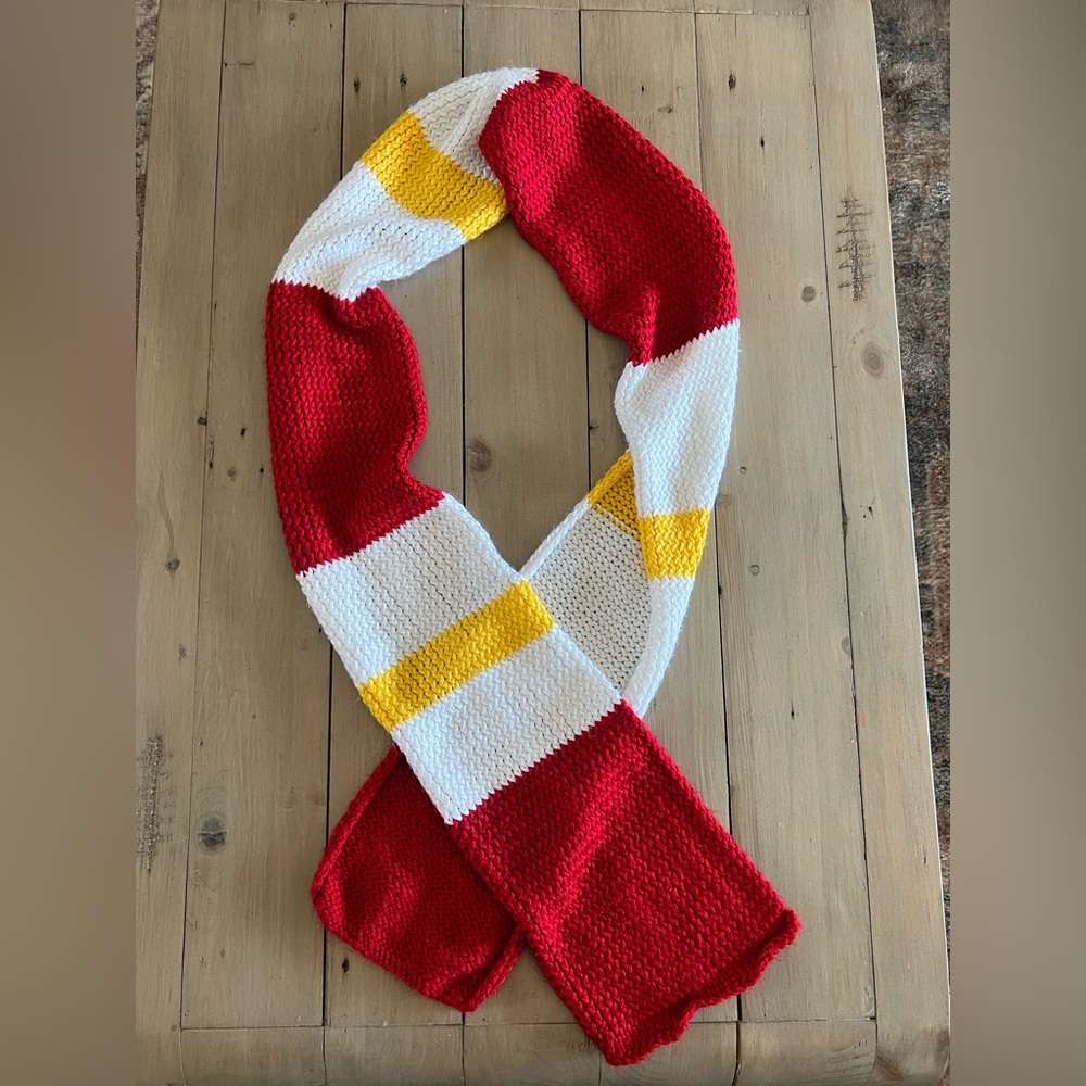 Kansas City Chiefs Red, White, and Yellow Striped Scarf